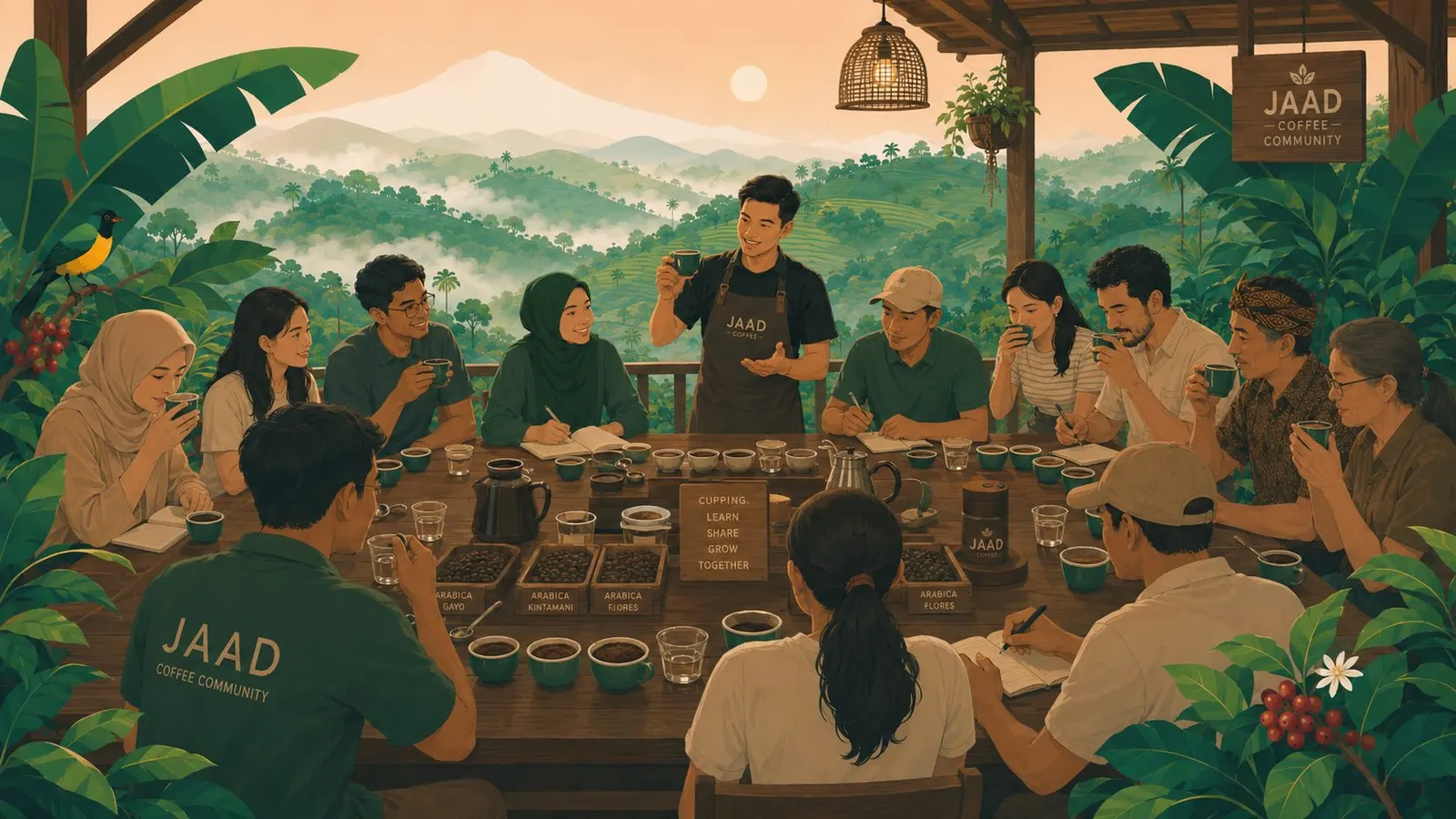 Sesi cupping bersama anggota komunitas